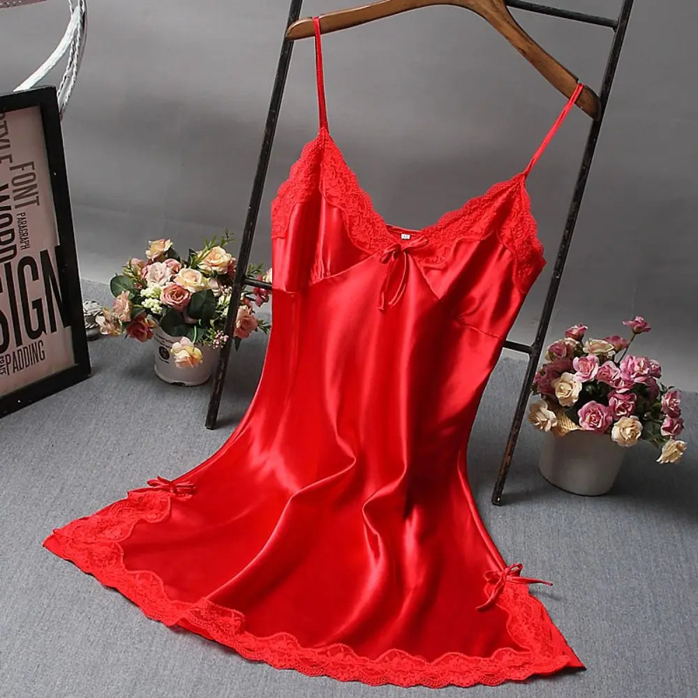 Cute Lace Camisola Silk Nightgown Dress