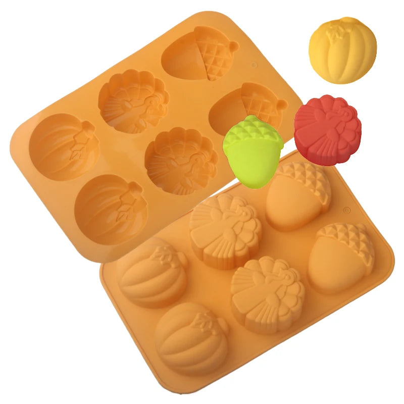 Farm Harvest Festival Pumpkin or Nuts Design Silicone Cake Molds
