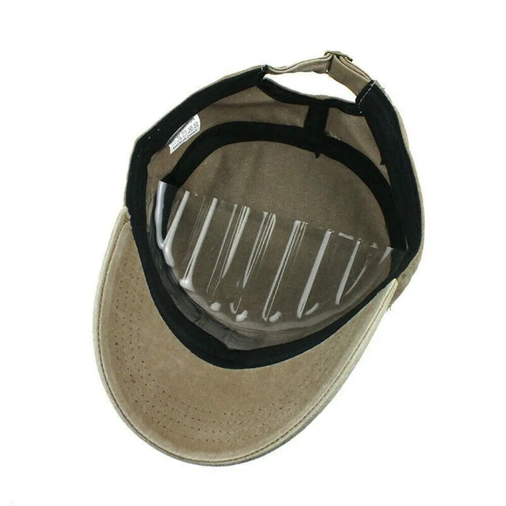 Men Women Hat Cadet Combat Fishing Baseball Cap Anti-UV Flat Top Hat Outdoor Unisex Sun Hat ﻿