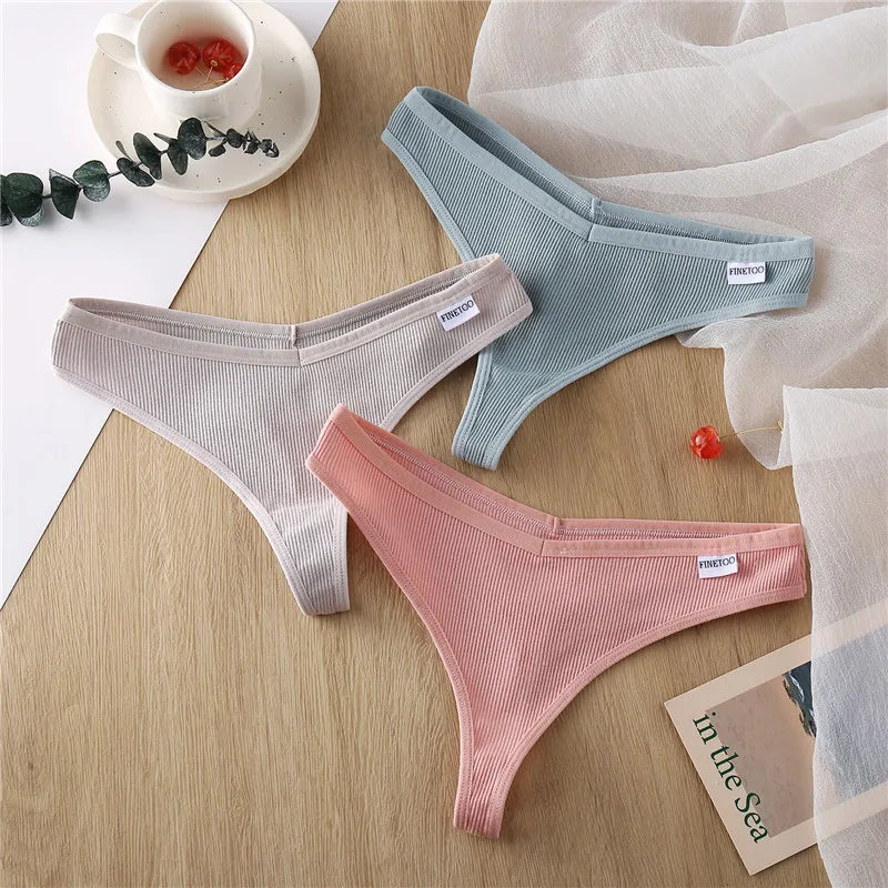 3Pcs/Set Women Cotton Thongs