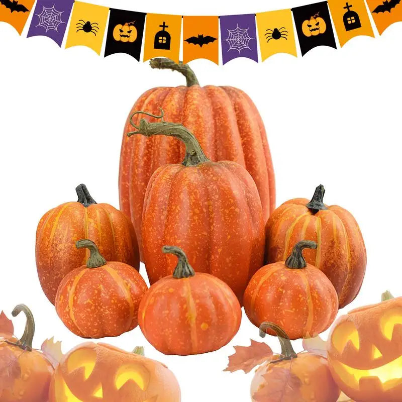Artificial Pumpkin for Halloween or Thanksgiving (Set of 7)