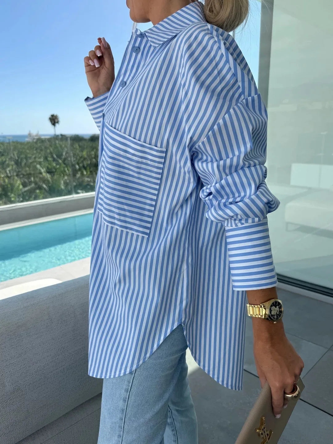 Casual and Elegant Striped Print Shirt For Women