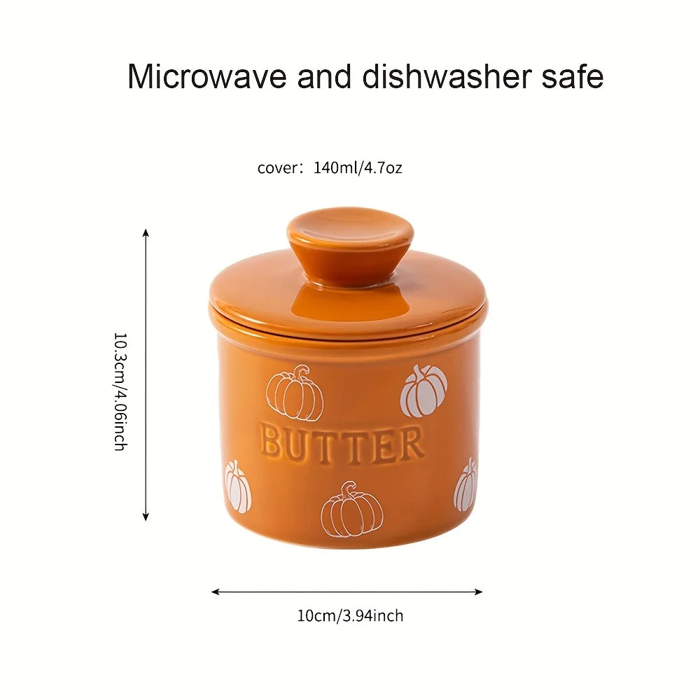 Autumn Covered Ceramic French Butter Dish