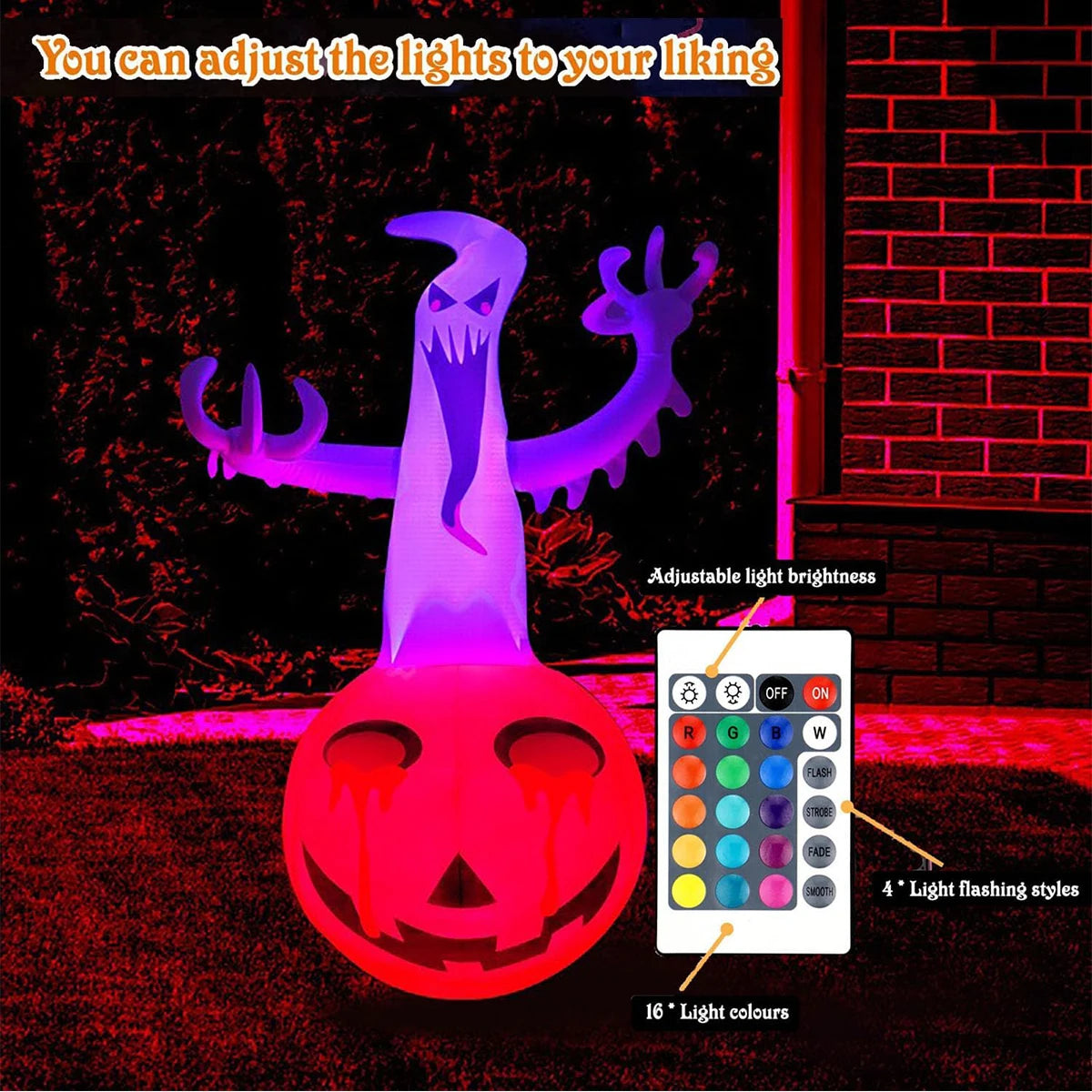 LED Inflatable Pumpkin Ghost Halloween Decoration with Remote Control