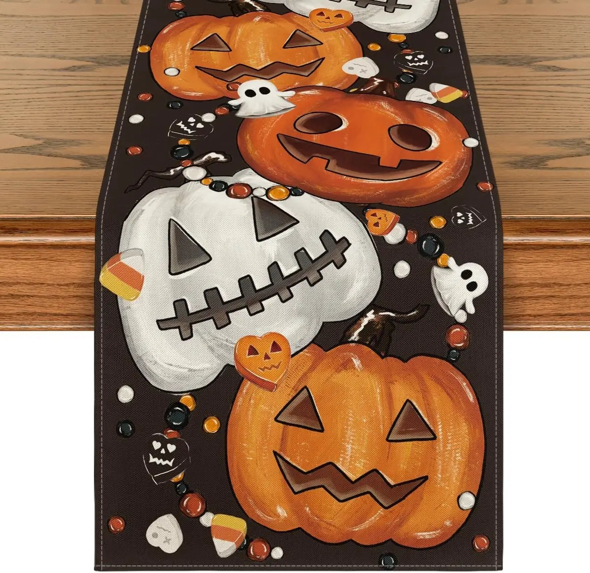 Halloween Pumpkins Spooky Linen Table Runners