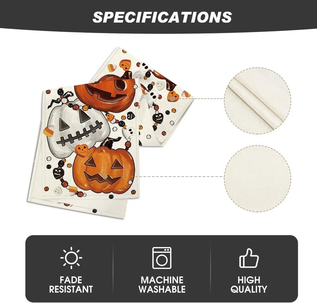 Halloween Pumpkins Spooky Linen Table Runners