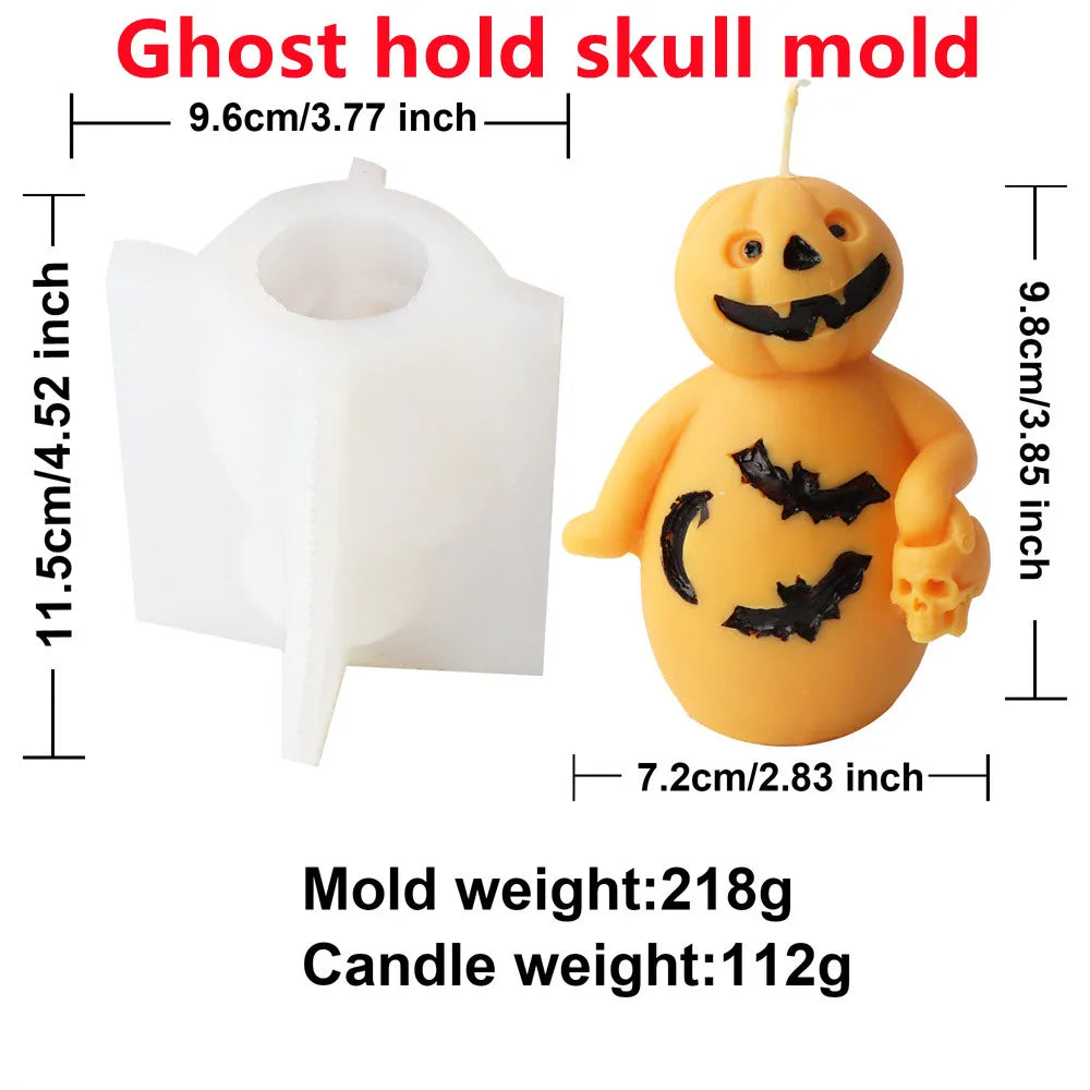 Pumpkin Series Silicone Candle Molds (Pumpkin, Skull, Gypsum)
