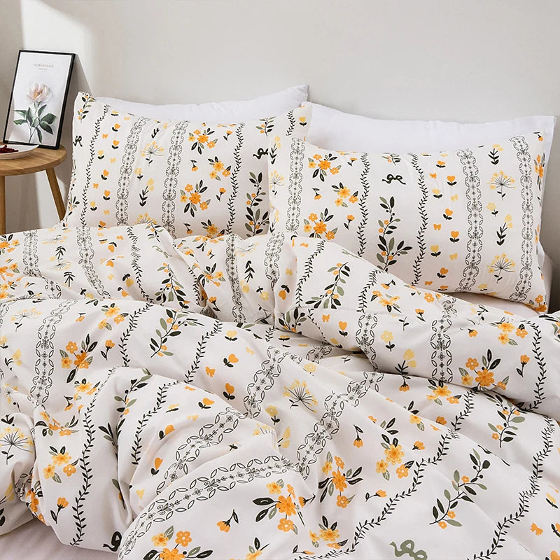 3Piece Floral Bedding Comfortable Duvet Cover Set