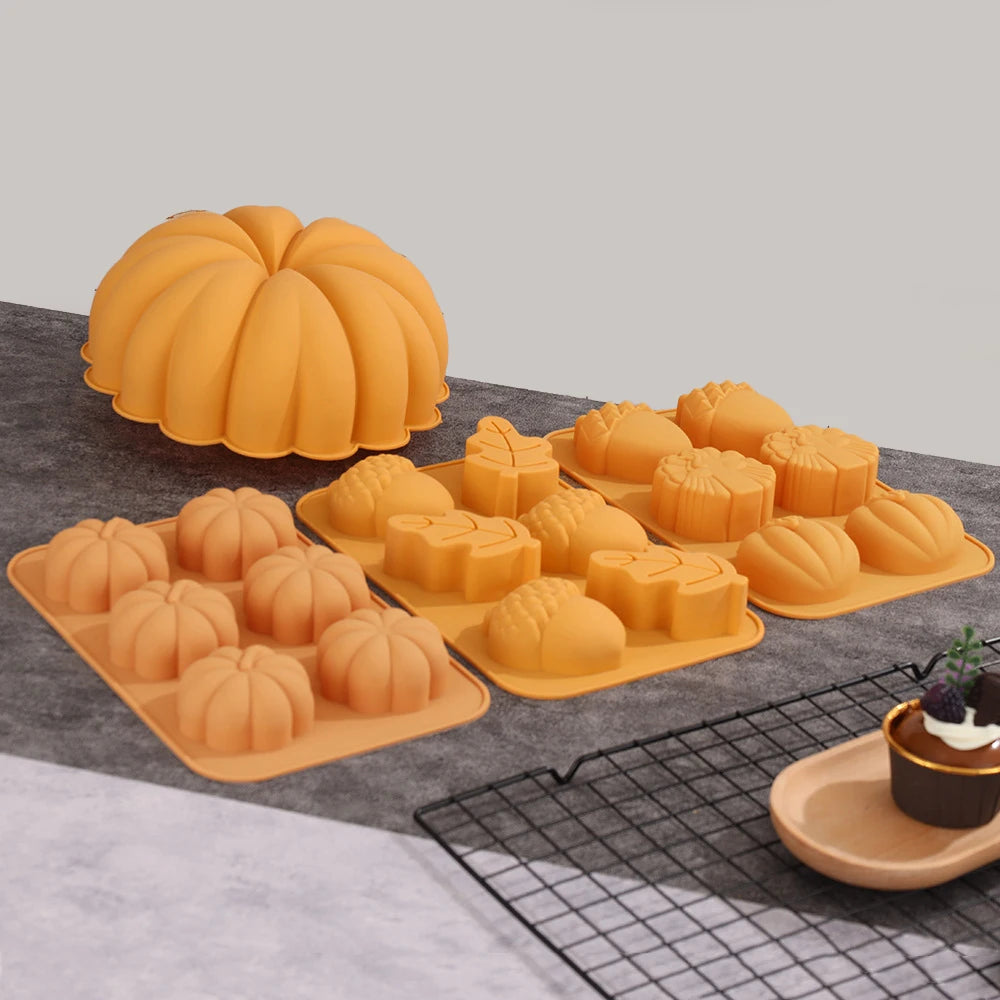 Farm Harvest Festival Pumpkin or Nuts Design Silicone Cake Molds