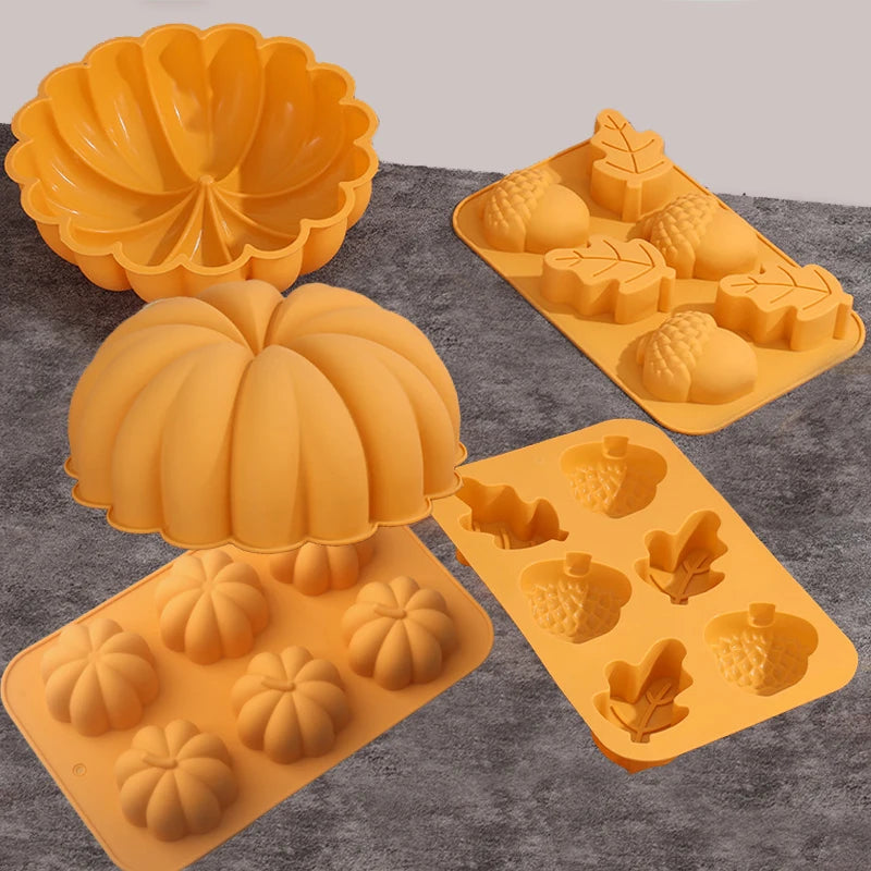 Farm Harvest Festival Pumpkin or Nuts Design Silicone Cake Molds