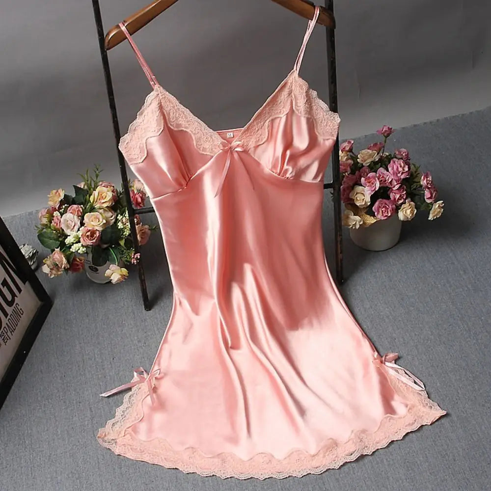 Cute Lace Camisola Silk Nightgown Dress