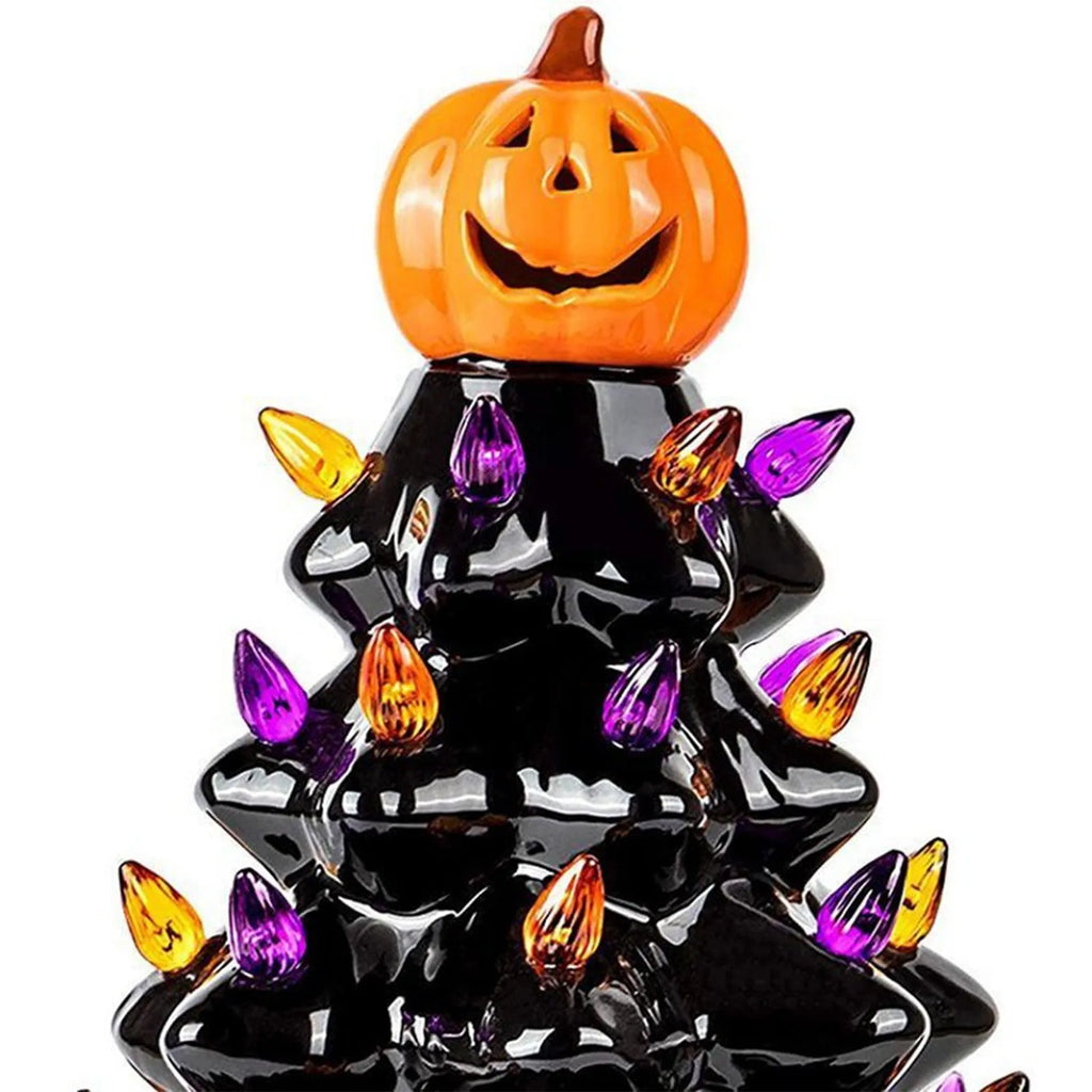 Glowing Halloween Black Ceramic LED Christmas Tree