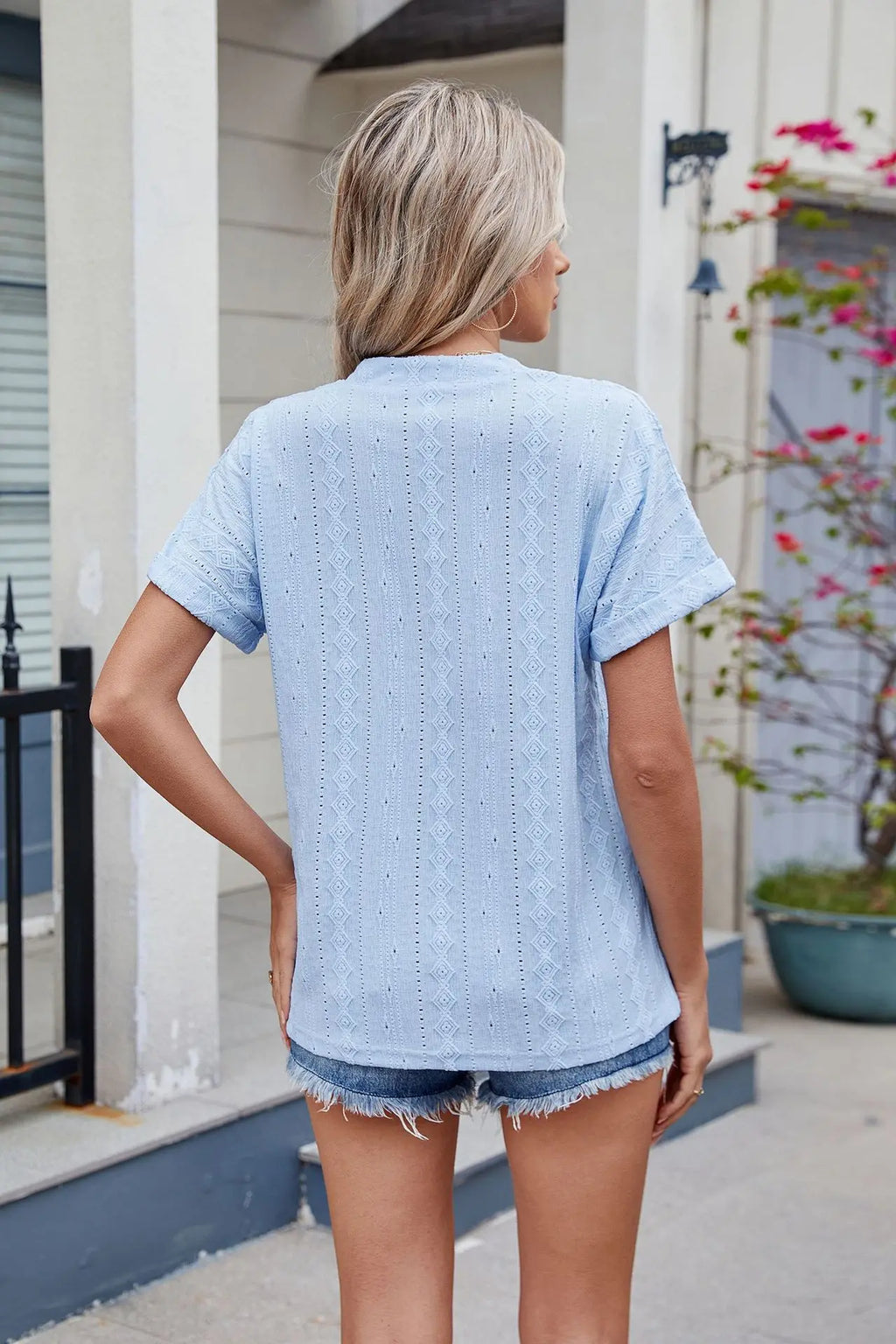Casual V Neck Embroidery Blouses for Women