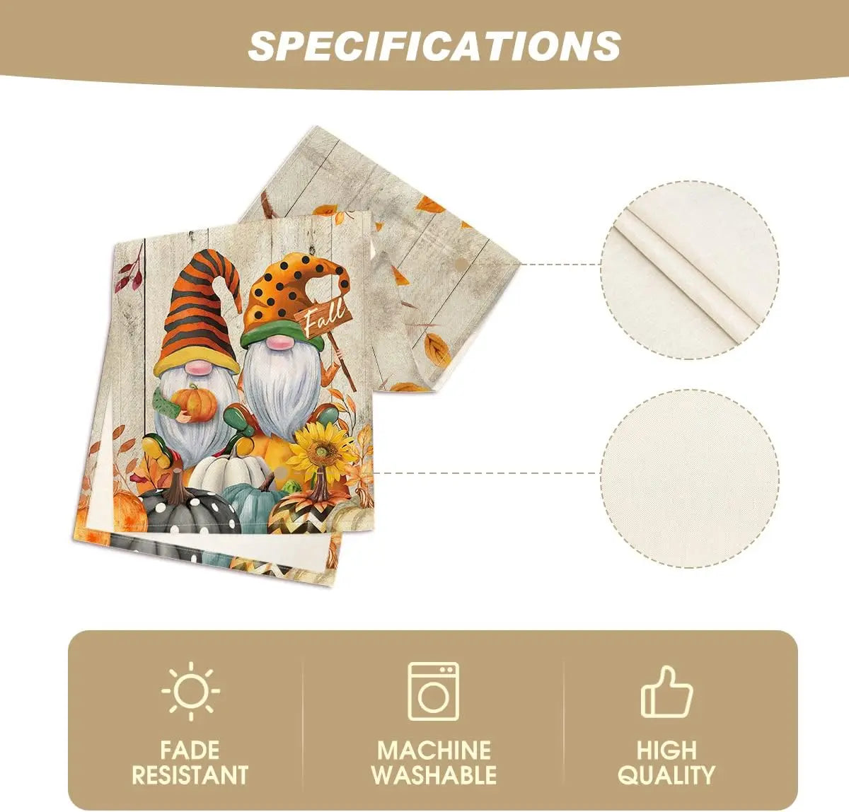 Wood Grain Gnomes Fall Table Runner