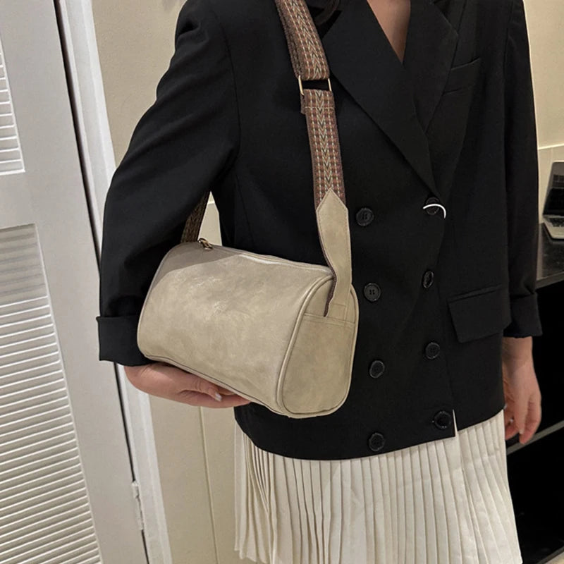 Vintage Leather Boston Crossbody Bag; Shoulder Bag Purse