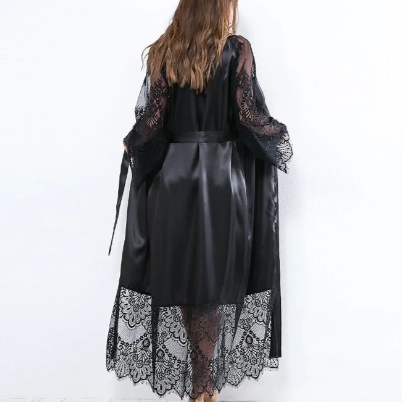 Solid Color Lace Patchwork Women's Nightdress