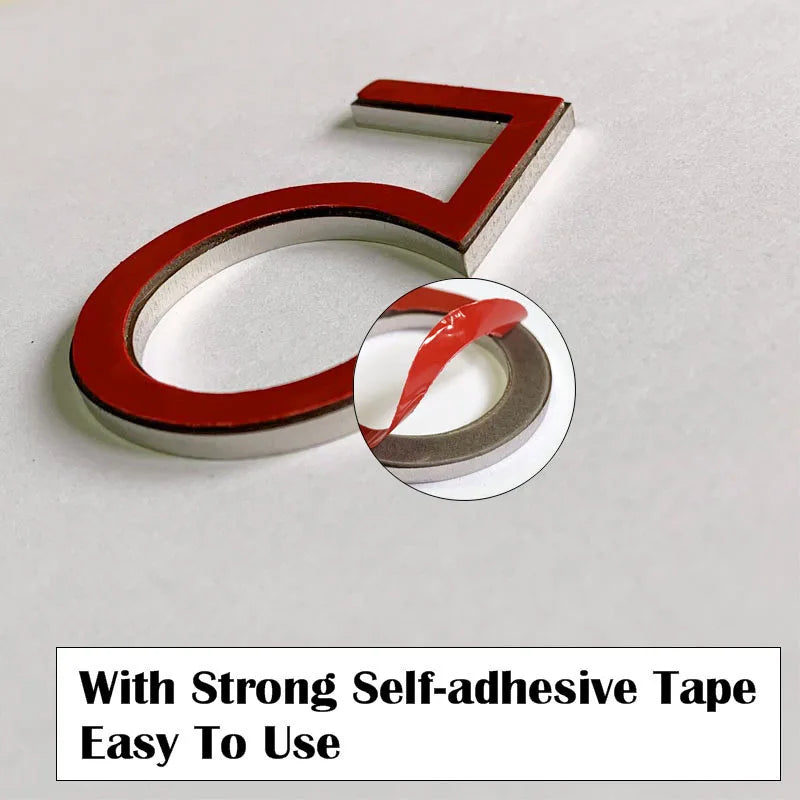 60mm Stainless Steel Self Adhesive House Numbers