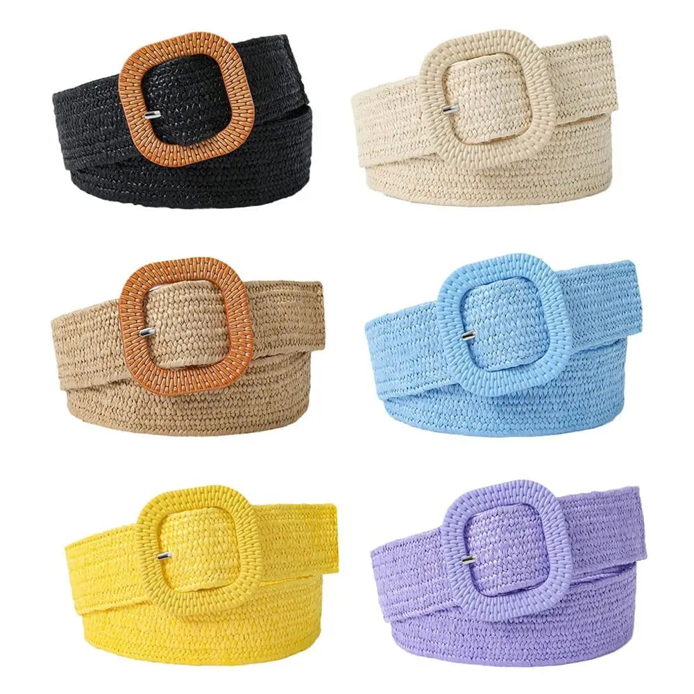Bohemian Straw Woven Braided Belts