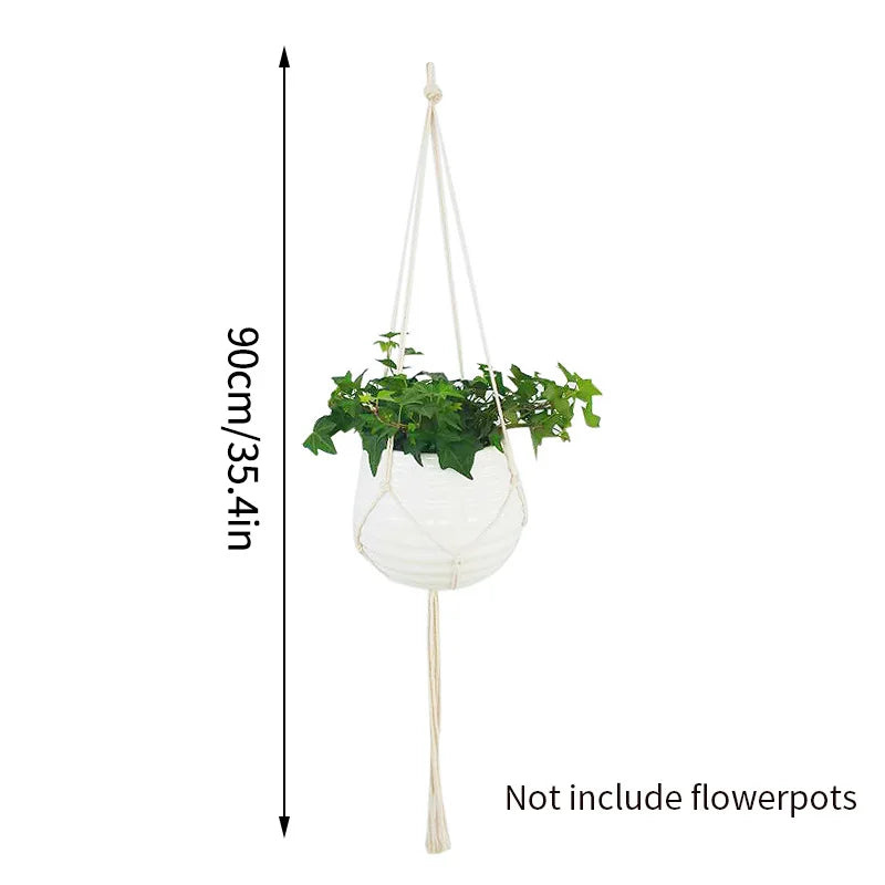 Handmade Boho Cotton Rope Hanging Plant Basket