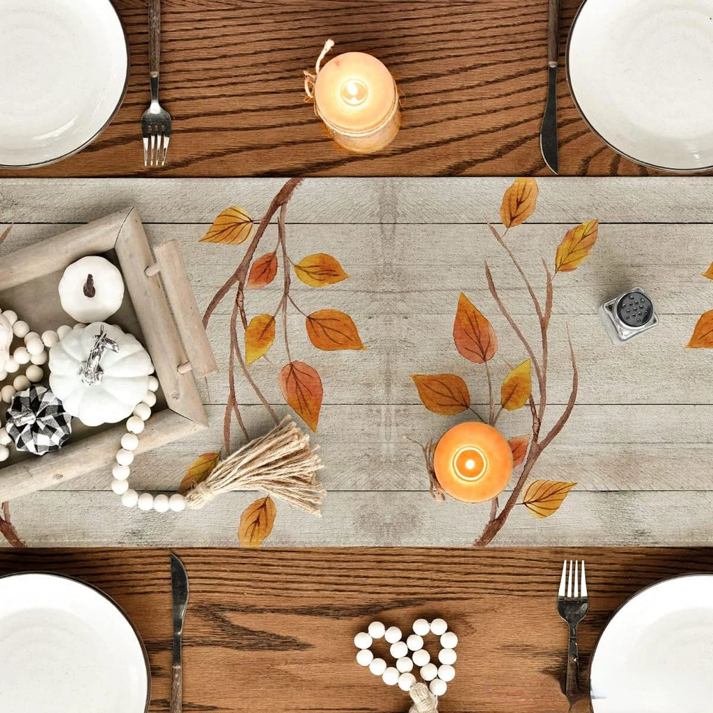 Wood Grain Gnomes Fall Table Runner
