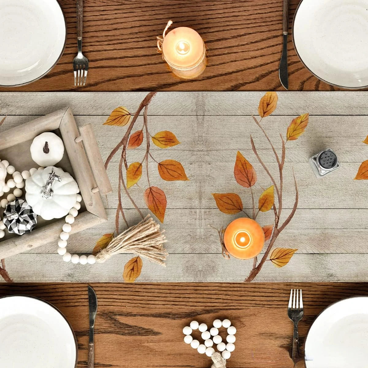 Wood Grain Gnomes Fall Table Runner