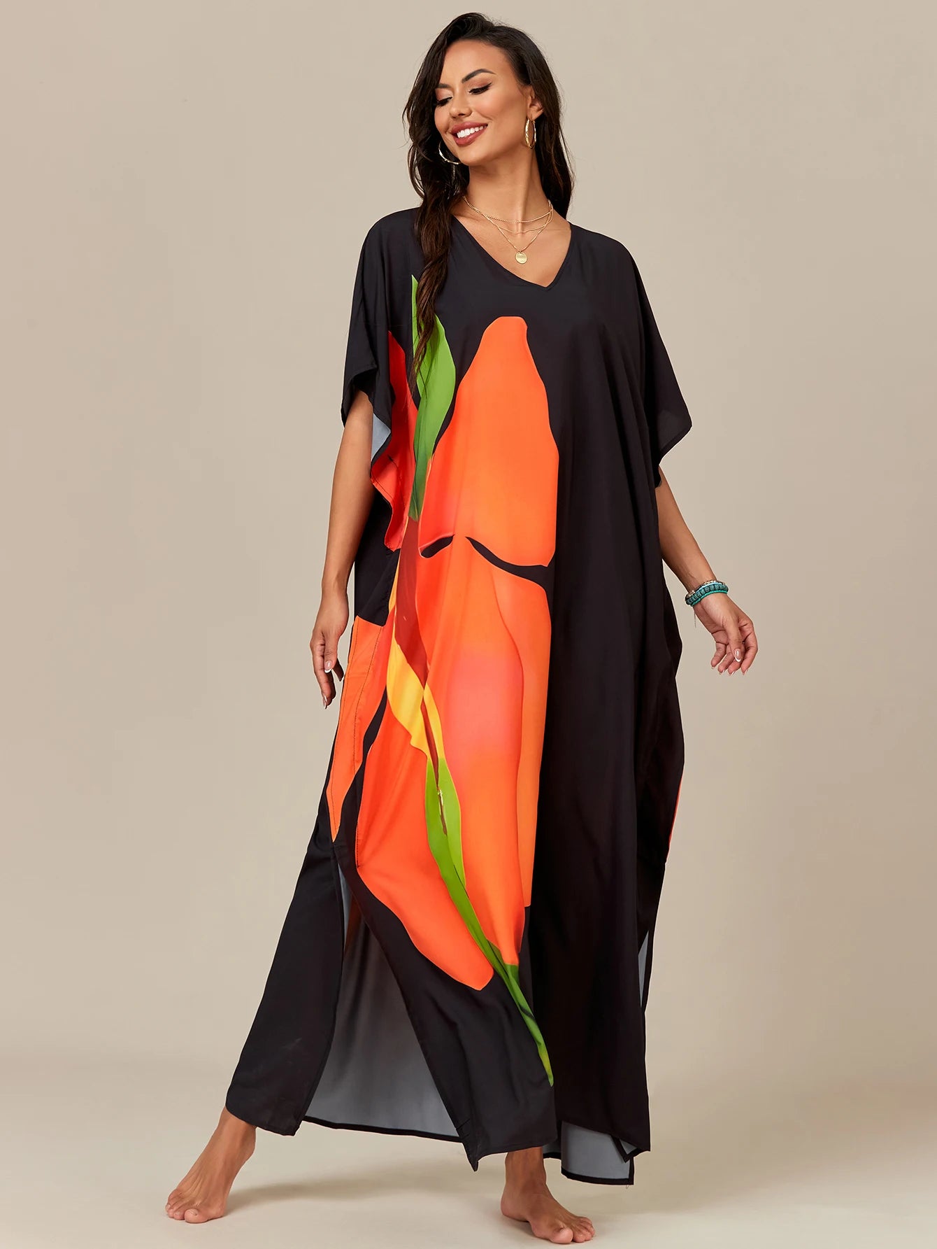 Colorful Mrs. Roper Caftan Bathing Suit Cover Up