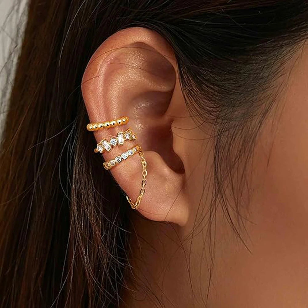 14K Gold Plated Cuff Earrings for Women