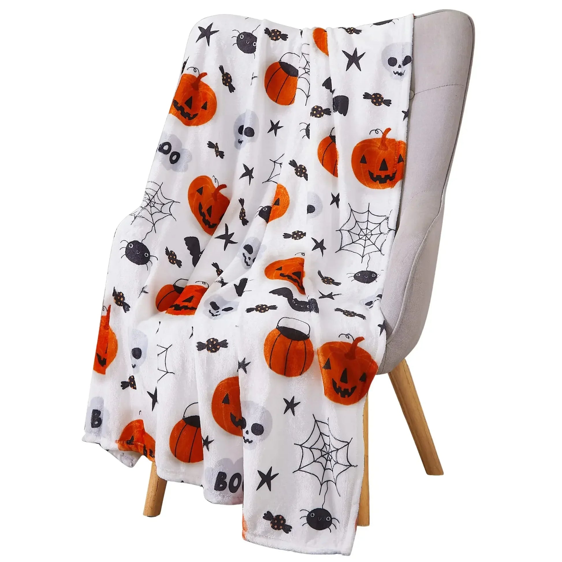 Lantern Pumpkins Halloween Throw Blankets for Sofa, Bed, Couch, or Chair. (Various patterns and sizes!)
