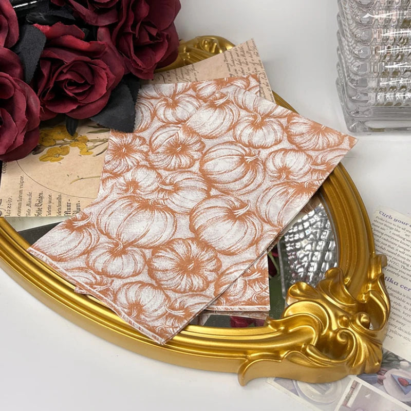 20Piece Autumn Pumpkin Print Napkins for Thanksgiving
