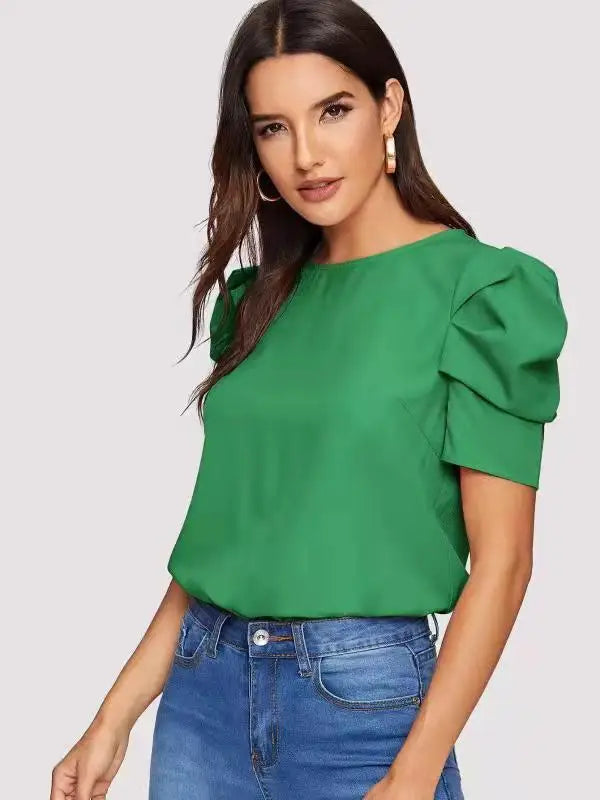 Women's Fashionable Blouse with Bubble Sleeves