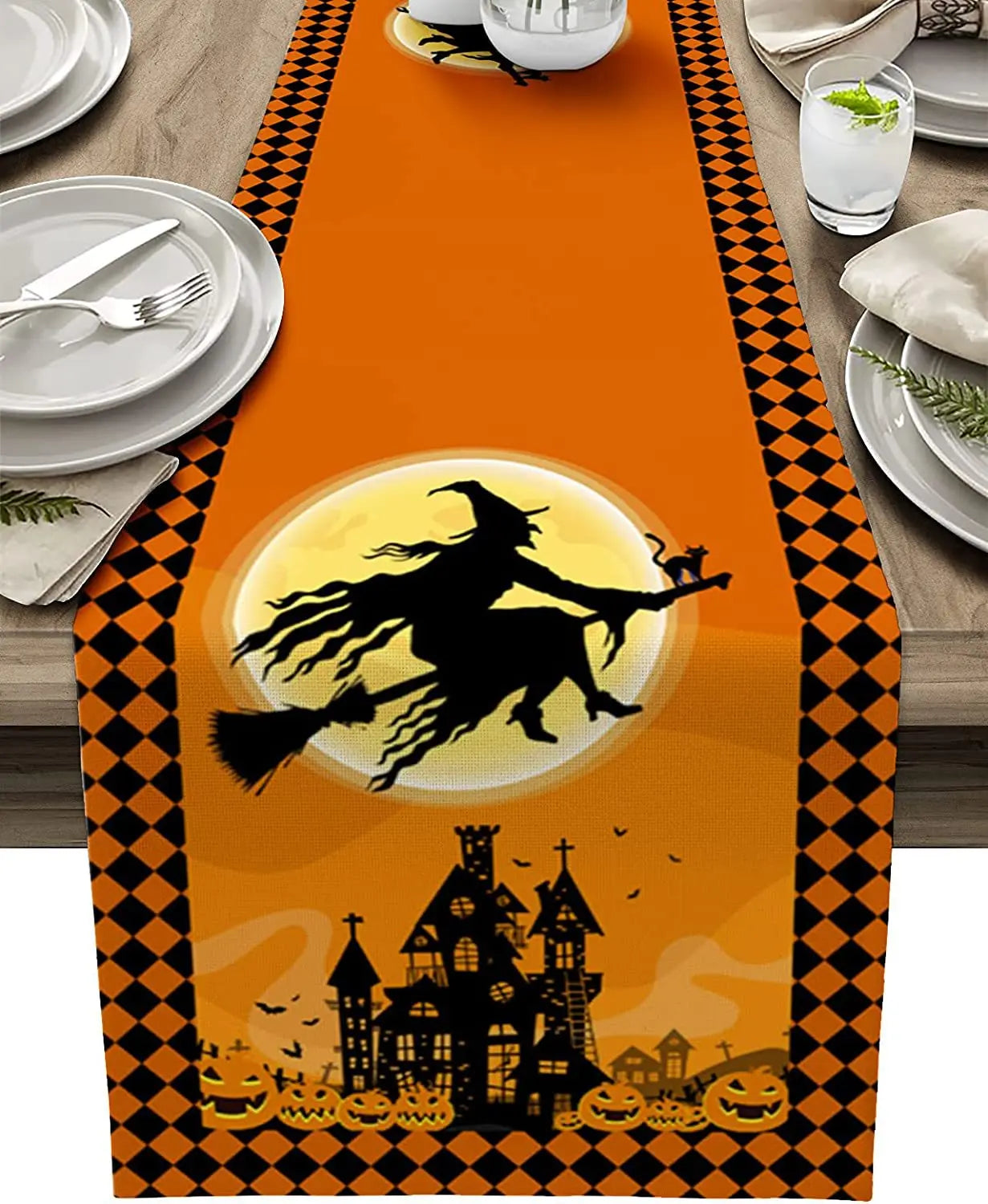 Linen Halloween Table Runner- Multiple Designs
