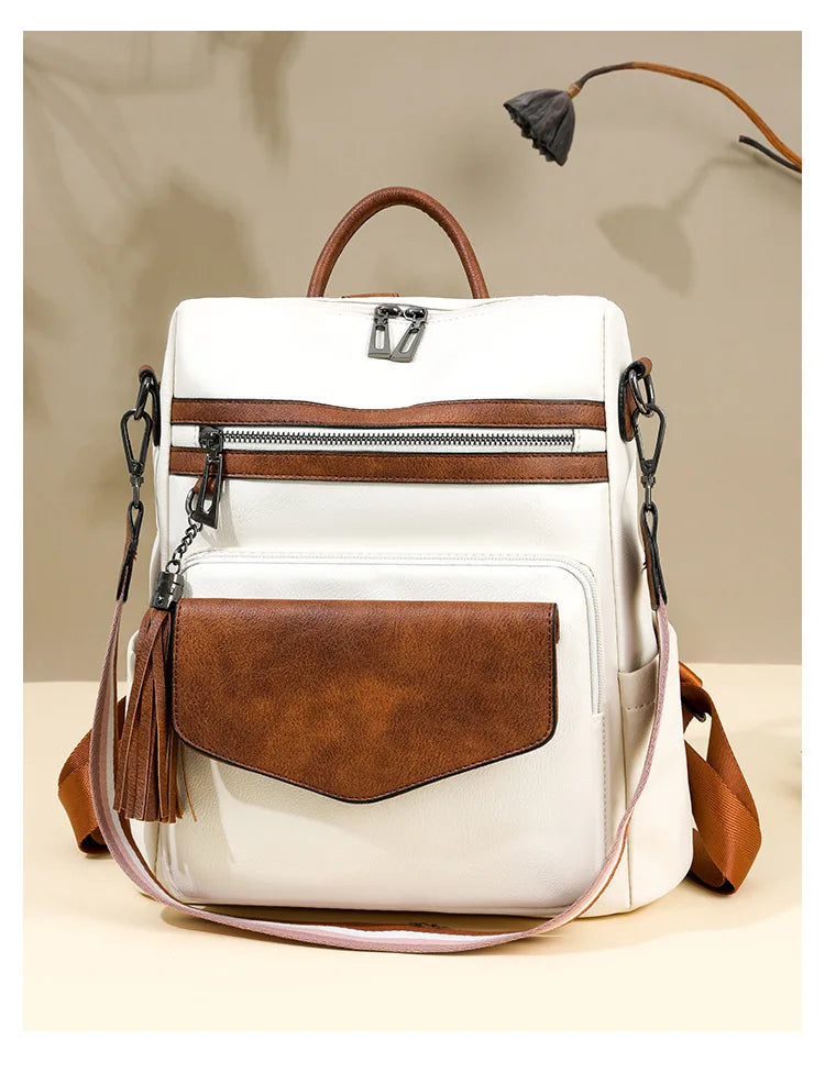 Retro Large Capacity Women's Backpack 2pc Set