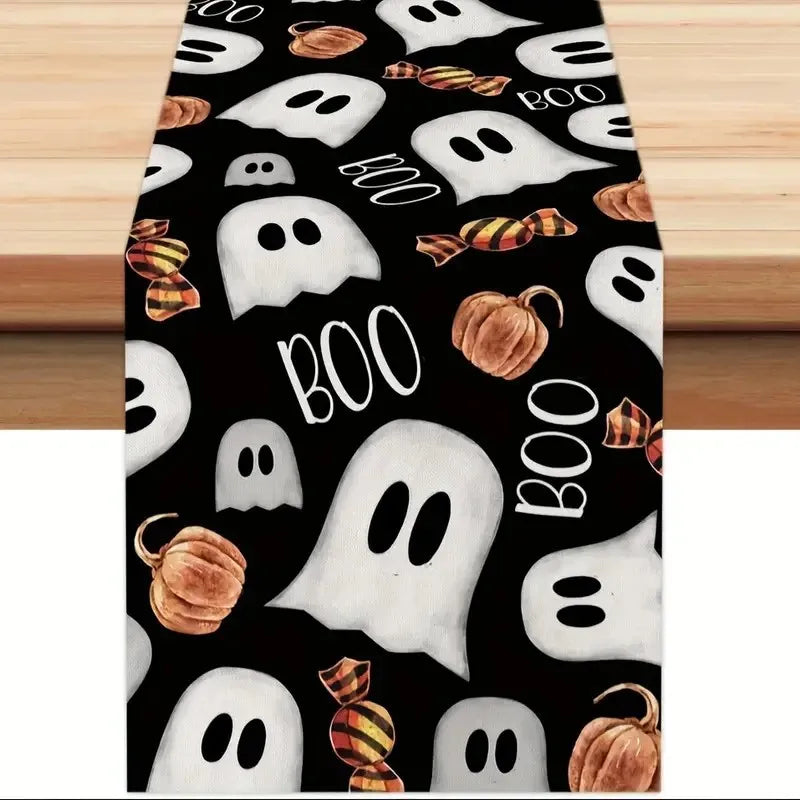 Linen Halloween Table Runner- Multiple Designs