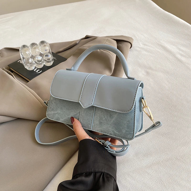 Vintage Leather Shoulder Bag; Crossbody and Underarm Square Satchel